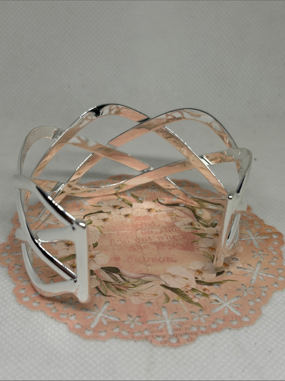 Sterling Silver Woven Pretzel Open Cuff Bracelet - Picture 5 of 8